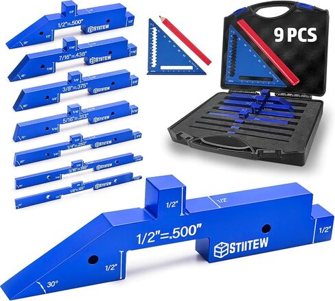 Setup Blocks Woodworking Tools – 7 PCS Aluminum Router Table Setup Bars, Height Gauge Block Set for Router Table & Table Saw Accessories, Precision Router Depth Gauge, Woodworking Set-Up Blocks (Blue) in Saudi Arabia