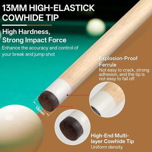Kmise 4 Pieces Pool Cue Stick, 58" Pool Cues, 18 19 20 21 oz Canadian Maple, Pool Sticks for Adults, Billiard House Home Bar Pool Stick, Durable, Suitable for Professional Billiard Players in Saudi Arabia