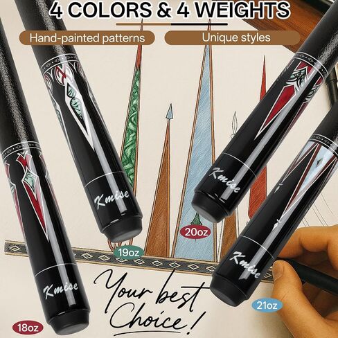 Kmise 4 Pieces Pool Cue Stick, 58" Pool Cues, 18 19 20 21 oz Canadian Maple, Pool Sticks for Adults, Billiard House Home Bar Pool Stick, Durable, Suitable for Professional Billiard Players in Saudi Arabia