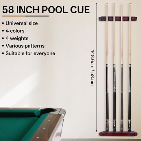 Kmise 4 Pieces Pool Cue Stick, 58" Pool Cues, 18 19 20 21 oz Canadian Maple, Pool Sticks for Adults, Billiard House Home Bar Pool Stick, Durable, Suitable for Professional Billiard Players in Saudi Arabia