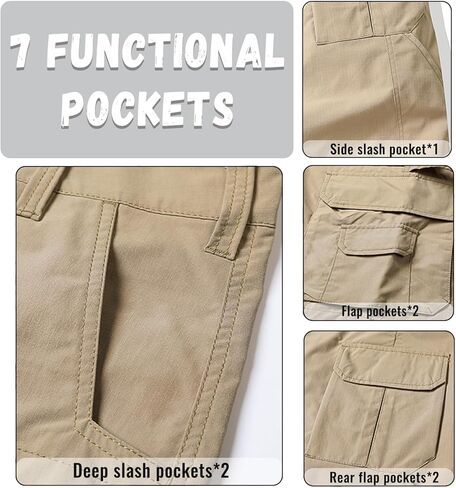 Men's Cargo Shorts for Work Relaxed Fit Outdoor Multi-Pocket Work Utility Tactical Hiking Travel Casual Shorts in Kuwait