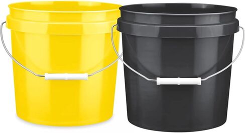 House Naturals 2 جالون دلاء بلاستيكية أسود وصفراء بدون أغطية BPA ، درجة خالية من الطعام المصنوعة في الولايات المتحدة الأمريكية (حزمة 2) in Kuwait