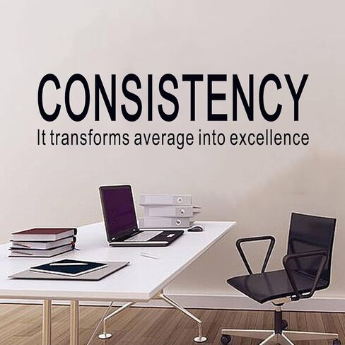 SEATUNE Office Inspirational Quotes Wall Stickers - Teamwork Positive Motivational Wall Decals - Workplace Home Vinyl Art Wall Decor - Consistency It Transforms Average into Excellence 25"X7" in Kuwait