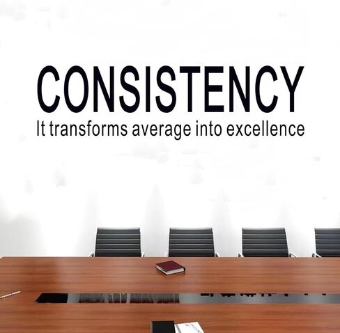 SEATUNE Office Inspirational Quotes Wall Stickers - Teamwork Positive Motivational Wall Decals - Workplace Home Vinyl Art Wall Decor - Consistency It Transforms Average into Excellence 25"X7" in Kuwait