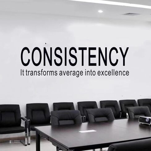 SEATUNE Office Inspirational Quotes Wall Stickers - Teamwork Positive Motivational Wall Decals - Workplace Home Vinyl Art Wall Decor - Consistency It Transforms Average into Excellence 25"X7" in Kuwait