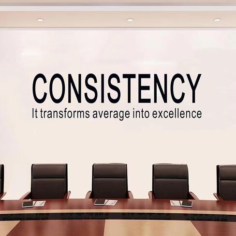 SEATUNE Office Inspirational Quotes Wall Stickers - Teamwork Positive Motivational Wall Decals - Workplace Home Vinyl Art Wall Decor - Consistency It Transforms Average into Excellence 25"X7" in Kuwait