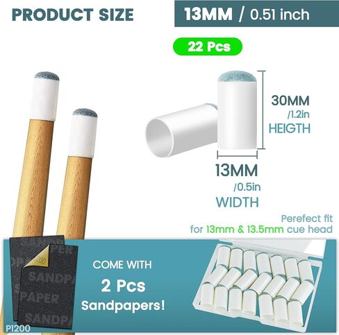 Billiard Pool Cue Tips - Pool Stick Tips Slip-on Tips Replacement Accessories Kit with Storage Box Leather Cue Head for Snooker Home Club Bar Game- SOLROS in Kuwait