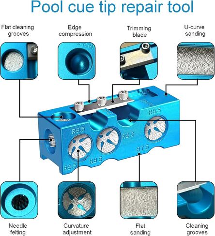 طقم إصلاح طرف Cue 11 في 1 ، أداة Tip Professional All-in-One Tip Tip لتشكيل ، الاستبدال ، الصيانة. TIPS Shaper & Scuffer Kit ، Pool Cue Trimmer - لعشاق البلياردو والمحترفين in Kuwait