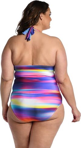 La Blanca Women's V-Neck Halter Tankini Topuit Top ، Sienna // Earth Goddess ، 12 in Kuwait