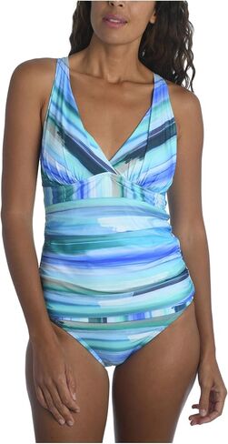 La Blanca Women's V-Neck Halter Tankini Topuit Top ، Sienna // Earth Goddess ، 12 in Kuwait