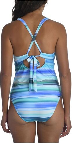 La Blanca Women's V-Neck Halter Tankini Topuit Top ، Sienna // Earth Goddess ، 12 in Kuwait