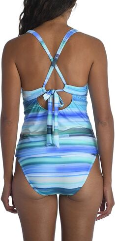 La Blanca Women's V-Neck Halter Tankini Topuit Top ، Sienna // Earth Goddess ، 12 in Kuwait