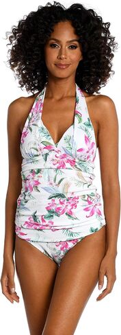 La Blanca Women's V-Neck Halter Tankini Topuit Top ، Sienna // Earth Goddess ، 12 in Kuwait