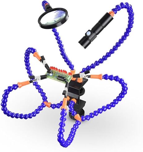 The third hand Soldering station electric soldering iron universal welding auxiliary clamp tool mobile phone computer motherboard circuit board repair fixing fixture(USBFlashlight+magnifyingglass) in Saudi Arabia