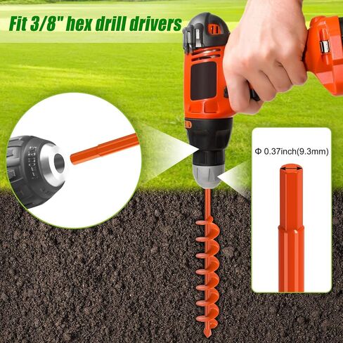 2pack uger prill bit for post hole digger ، earth earth earth bulb prill bit for botting 1.6 × 9 '' و 3x12 '' ، حفار ثقب لوظائف السياج ، نباتات الزهور ، يناسب 3/8 "محرك سداسي. in Saudi Arabia