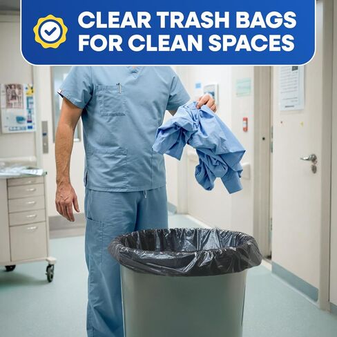 32-33 Gallon Can Liners 13 Mic High-Density Garbage Bags Clear 33" x 40" Trash Bags 500/Case in Kuwait