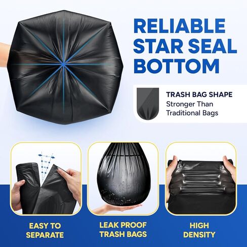 32-33 Gallon Can Liners 13 Mic High-Density Garbage Bags Clear 33" x 40" Trash Bags 500/Case in Kuwait