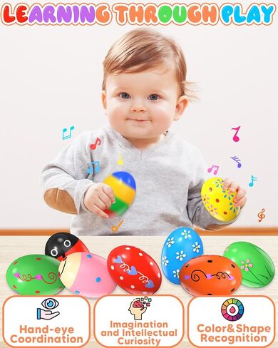 9 حزمة الإيقاع الخشبي الموسيقي شاكر سلة عيد الفصح من أجل طفل صغير ، مملوءة بيض عيد الفصح سلة الأساسيات للهدايا لألعاب الأطفال الصغار الأطفال الفتيات in Saudi Arabia