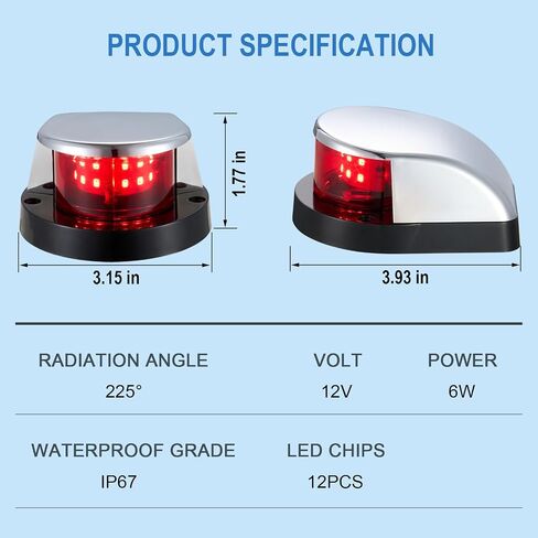 CZC AUTO Boat Navigation Light, Bi-Color Bow Light for Pontoon, Yacht, Skiff and Small Boats in Saudi Arabia