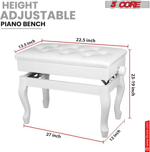 5 Core Piano Bench 3 بوصة مبطنة ببراز خشبي الموسيقي الشاقية عالية الدعوى كرسي المقعد القابل للتعديل مقعد مع التخزين غير المطاطي in Kuwait