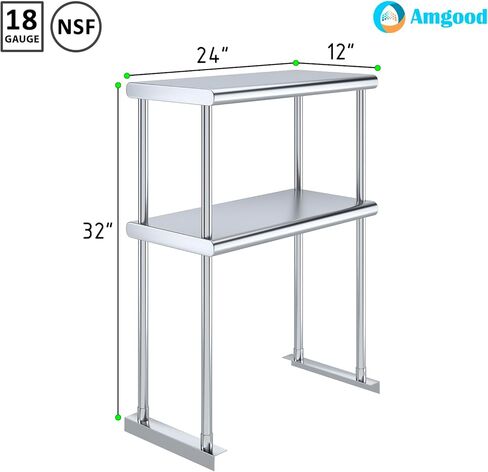 AmGood Double OverShelf Stainless Steel NSF - Many (36" Long x 14" Deep) in Kuwait