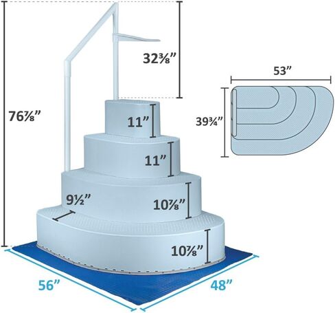 Aqua Select Resin Pool Steps for Above Ground Pools | Oyster Shell White | Heavy-Duty ABS Construction | 350 lb Capacity, Non-Slip Step Treads, & Handrail | Includes Liner Guard | No Weights Needed in Saudi Arabia