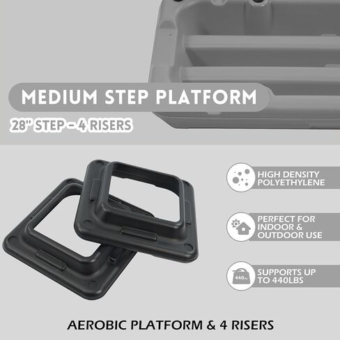 Step Aerobic Platform, Exercise Step with 5 levels Adjustable Height, 4 Stackable Risers, Fitness Training Workout Stepper for Home Gym, Cardio Strength, Multiple Options in Saudi Arabia