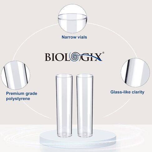 100Pcs Biologix Drosophila Vials with Tray, 25 x 95mm Narrow Vials for Drosophila Culture, Disposable Vials Plastic for Observation – Polystyrene (PS) Lab Vials with Rack, Combo Package 100 PCS/Pack in Saudi Arabia