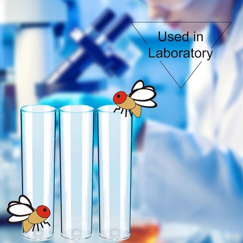 100Pcs Biologix Drosophila Vials with Tray, 25 x 95mm Narrow Vials for Drosophila Culture, Disposable Vials Plastic for Observation – Polystyrene (PS) Lab Vials with Rack, Combo Package 100 PCS/Pack in Saudi Arabia