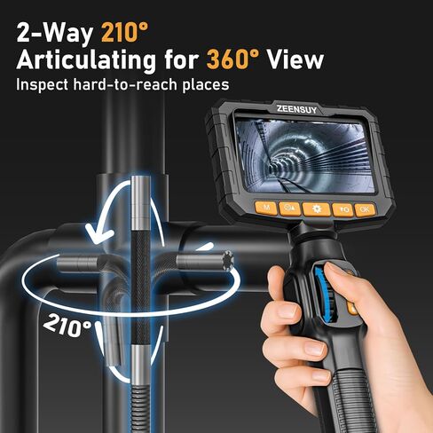 كاميرا Borescope المفصلية في اتجاهين مع كاميرا تفتيش منظار داخلية خفيفة مع الضوء ، مسبار مفصلي 0.24 بوصة ، نطاق ثعبان مرن بطول 5 أقدام لمحرك سيارات الحائط in Kuwait