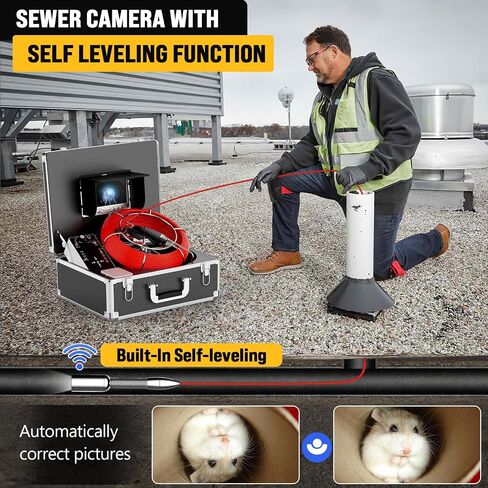 Sewer Camera 100FT, Can Connect External Monitor, Zoom in and Out, IP68 Waterproof, 12 pcs Adjustable Light, Plumbing Snake Cam with DVR Pipe Video Inspection, for Sewer Line, Drain, Duct, Plumbing in Saudi Arabia