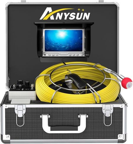 Sewer Camera 100FT, Can Connect External Monitor, Zoom in and Out, IP68 Waterproof, 12 pcs Adjustable Light, Plumbing Snake Cam with DVR Pipe Video Inspection, for Sewer Line, Drain, Duct, Plumbing in Saudi Arabia