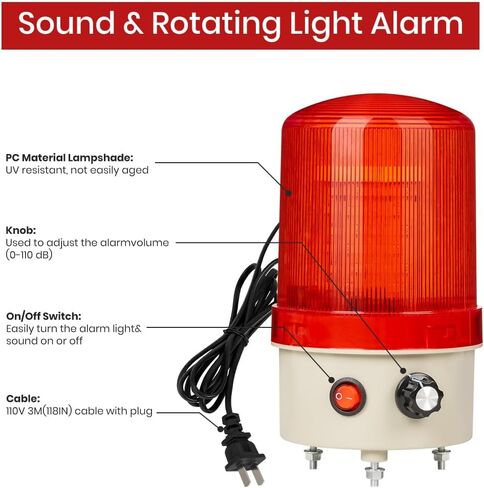 مصباح التحذير الدوران الصناعي LED ، AC110V منارة لانبهال الطوارئ العامة ، ضوء صفارات الإنذار مع ضبط الحجم والتبديل للبناء ، حركة المرور ، المصنع ، علامة السلامة ، القارب in Kuwait