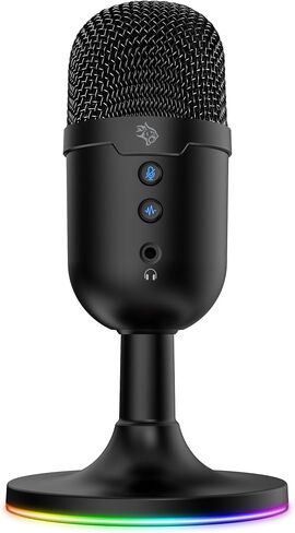 Gaming Omni-Directional Microphone, RGB Lights Stand, 1.8M PVC Cable, 100-16KHz Frequency Response, 800-2.2K Ohms Impedance, ANC, Mute Button, Mac & Windows Compatible – Black in Saudi Arabia