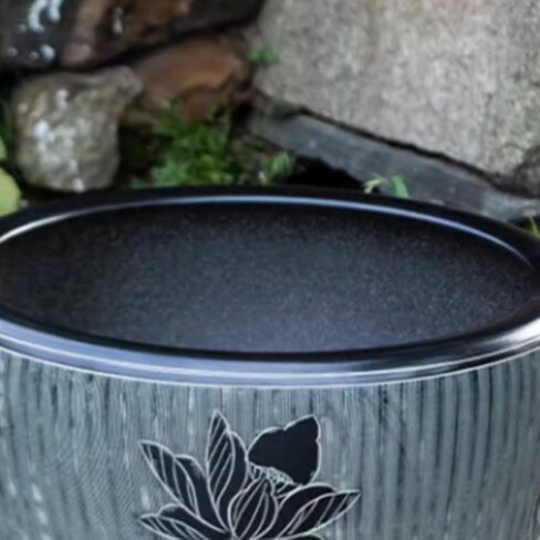 Small Fish Tank Black Carved Ceramic Goldfish Tank Living Room Garden Lotus Tank Water Lily Ornamental Tank Garden Decoration Fish Tank Kit(42cm) in Saudi Arabia