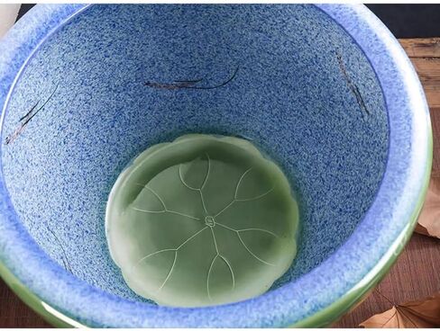 Small Fish Tank Chinese Retro Ceramic Fish Tank Balcony Office Living Room Flowing Water Fish Tank Courtyard Flower Pot Fish Tank Kit(Medium) in Saudi Arabia