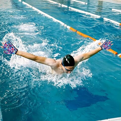 1Pair Unisex Webbed Swim Gloves for Aquatic Fitness, Multicolor Swim Paddles Water Resistance Training Diving Design in Saudi Arabia