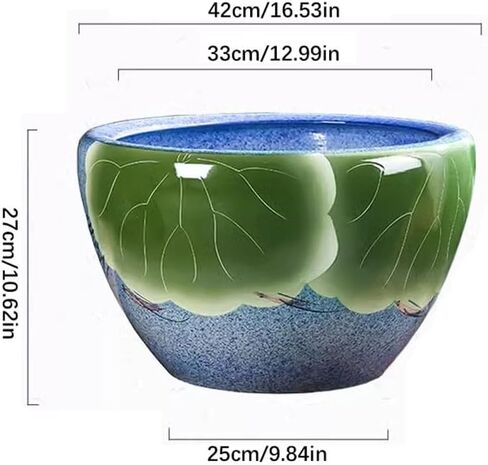 Small Fish Tank Chinese Retro Ceramic Fish Tank Balcony Office Living Room Flowing Water Fish Tank Courtyard Flower Pot Fish Tank Kit(Medium) in Saudi Arabia