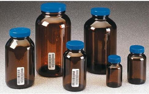 I-Chem Brand 341-0950 Glass Amber 950mL 300 Series Type III Wide Mouth Jar ، مع إغلاق البولي بروبيلين المبطن PTFE ، قصير ، معتمد (الحالة 12) in Saudi Arabia