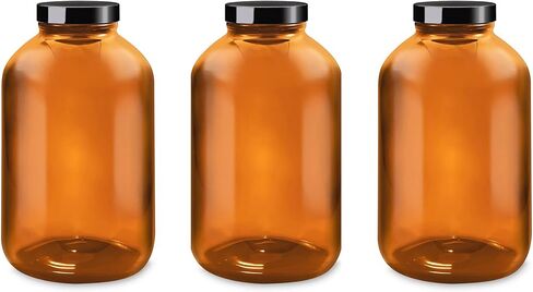 32 Ounce Wide Mouth Amber Glass Jar, Cap Included, Pack of 3 in Saudi Arabia