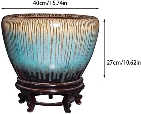 Small Fish Tank Ceramic Fish Tank Living Room Office Turtle Tank Balcony Courtyard Landscape Ornaments Home Painting and Calligraphy Tank Fish Tank Kit(Large) in Saudi Arabia
