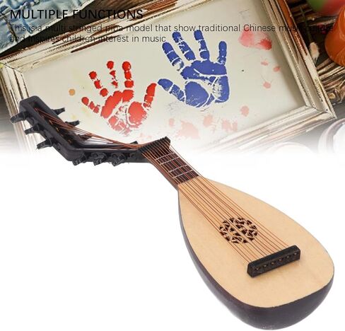 Mini Lute Pipa Model Handcrafted Wooden Miniature Musical Instrument Decor Unique Desk Ornament Photo Prop Gift for Kids Adults in Kuwait