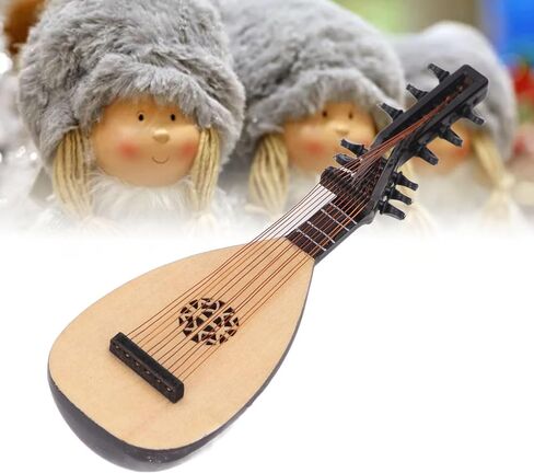 Mini Lute Pipa Model Handcrafted Wooden Miniature Musical Instrument Decor Unique Desk Ornament Photo Prop Gift for Kids Adults in Kuwait