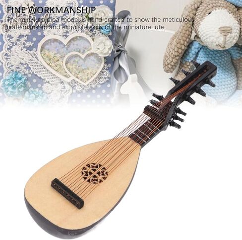 Mini Lute Pipa Model Handcrafted Wooden Miniature Musical Instrument Decor Unique Desk Ornament Photo Prop Gift for Kids Adults in Kuwait