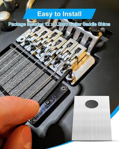 12-Pack 0.2mm Guitar Saddle Shims, Bridge Shims Compatible with Floyd Rose for Saddle Height Adjustment in Kuwait