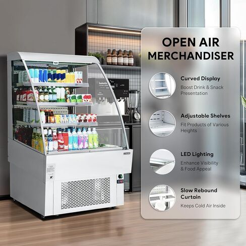 تاجر الهواء الطلق التجاري في Wilprep ، ثلاجة الستائر الهوائية العمودية 39 "مع 13.4 قدمًا من الستارة الليلية LED LED ، و GO GO GO DOWNED SHOMPARTOR TOERTH in Kuwait