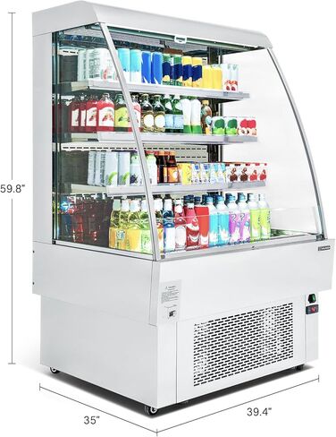 تاجر الهواء الطلق التجاري في Wilprep ، ثلاجة الستائر الهوائية العمودية 39 "مع 13.4 قدمًا من الستارة الليلية LED LED ، و GO GO GO DOWNED SHOMPARTOR TOERTH in Kuwait