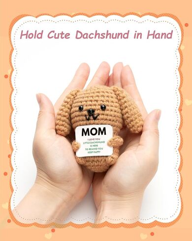 حيوانات كروشيه إيجابية هدايا داكشوند ، الدعم العاطفي دمية الكروشيه لمحبي وينر للكلاب ، صنعت بالفعل الهدايا المصنوعة يدويًا in Kuwait