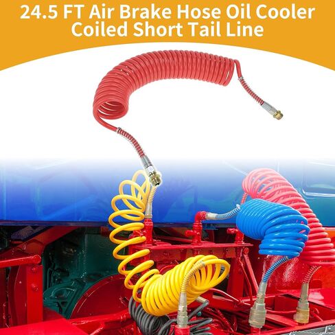 30 Circle Air Brake Brake Brake Booder Coled Line Tail Line Cable for Trucks Trucks Associal مع M22x1.5 npt Fitting Green 24.5ft in Kuwait