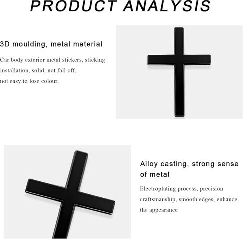 2 PCS Metal Jesus Christ Cross Badge Stickers, 2.5"×1.8" Alloy 3D Individual Car Cross Sticker, Self Adhesive Scratch Covering Metal Cross Car Emblem Decal for Car Body Fender Tail (Silver) in Saudi Arabia